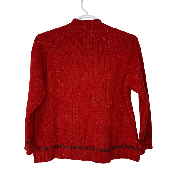 VTG Eddie Bauer Sweater Women Medium Red Wool Snowflake Nordic Pullover Ski 90s - Picture 2 of 6